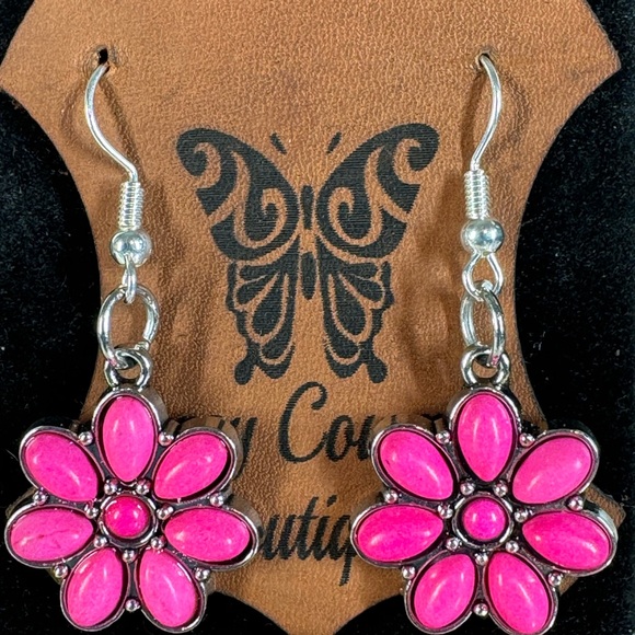 Turquoise Inspired Flower Earrings NWT - Picture 4 of 6